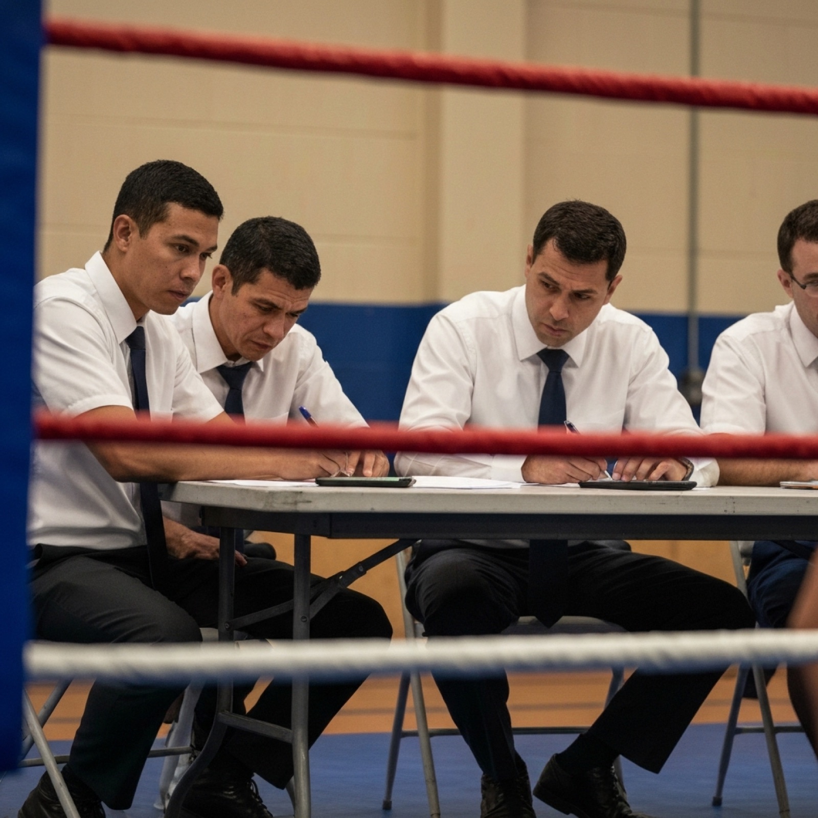 Ringside judges scoring a bout